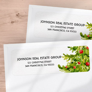 Watercolor Christmas Tree Holiday Return Address Label