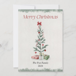 Watercolor Christmas Tree Merry Christmas Card