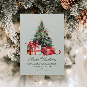 Watercolor Christmas Tree Non Photo Christmas Card