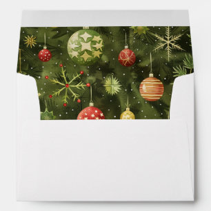 Watercolor Christmas tree ornament  Envelope