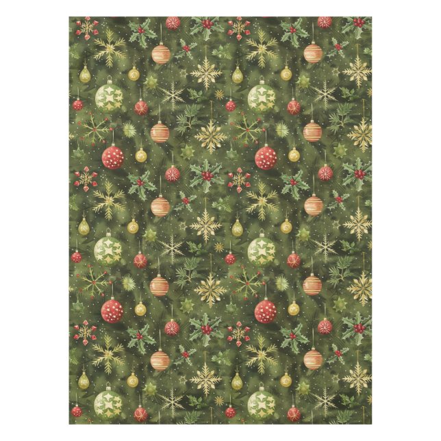  Watercolor  Christmas tree ornament Tablecloth (Front)