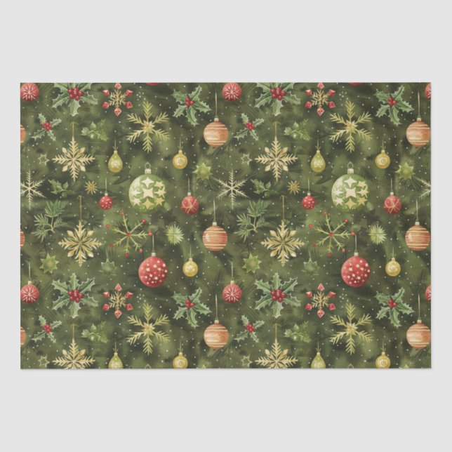  Watercolor  Christmas tree ornament Tissue Paper (Front)