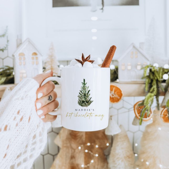 Watercolor Christmas Tree Personalised Christmas  Coffee Mug (Creator Uploaded)