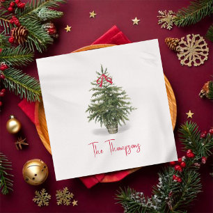Watercolor Christmas Tree Personalised Napkin