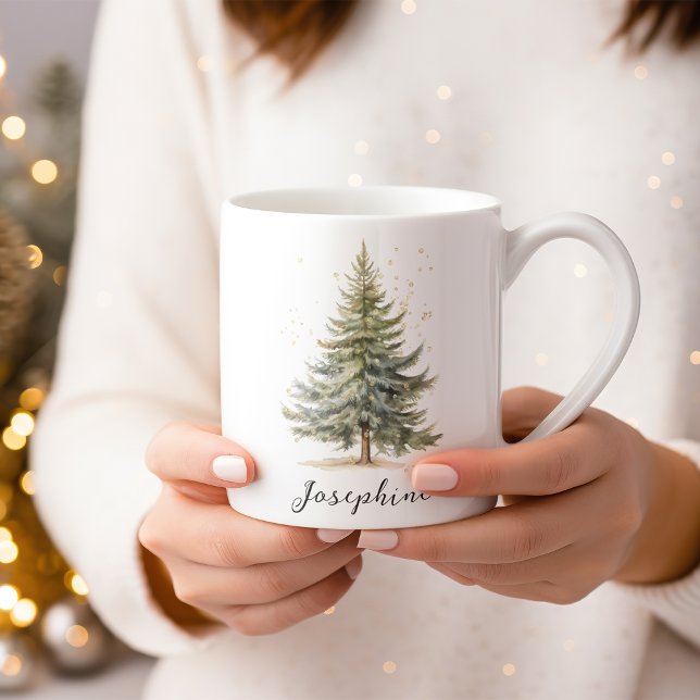 Watercolor Christmas Tree Pine Coffee Mug (Creator Uploaded)