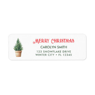 Watercolor Christmas Tree Return Address Labels
