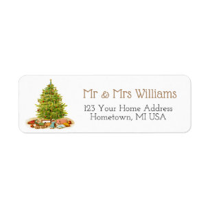 Watercolor Christmas Tree Return Address Return Address Label