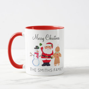 Watercolor Christmas Tree Santa Gingerbread man Mug