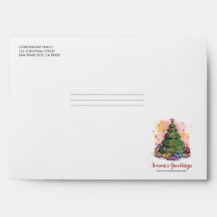 Watercolor Christmas Tree   Season's Greetings Envelope