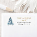 Watercolor Christmas tree snowing elegant Return Address Label<br><div class="desc">For more advanced customization of this design,  simply select the "Customize It" button above!</div>