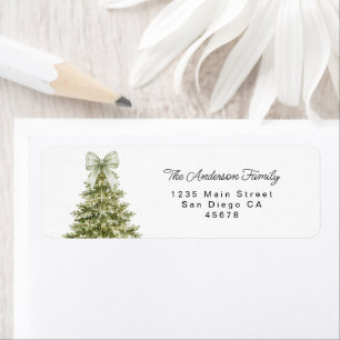 Watercolor Christmas Tree w/ Bow Return Address Label