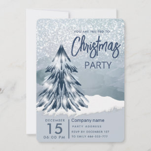 Watercolor Christmas tree winter Christmas party Invitation