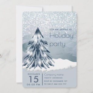 Watercolor Christmas tree winter holiday company  Invitation