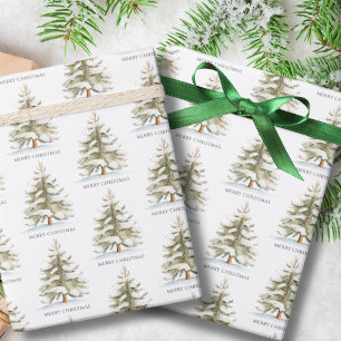 Watercolor Christmas Tree Wrapping Paper