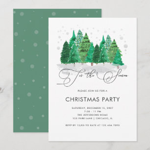 Watercolor Christmas Trees Christmas Party Invitation