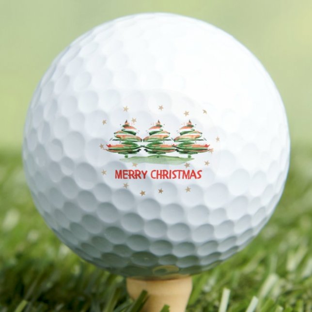 Watercolor Christmas Trees – Merry Christmas Golf Balls (Creator Uploaded)