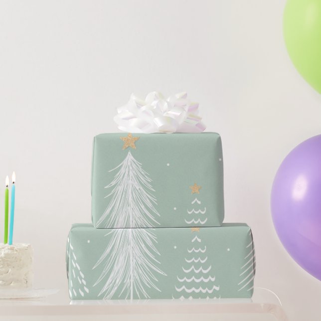 Watercolor Christmas Trees Modern Graphic Art Wrapping Paper (Party Gifts)