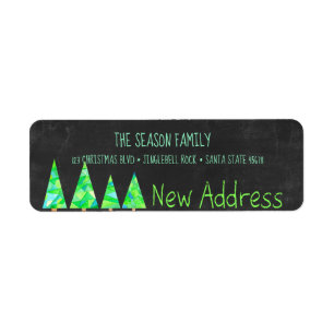 watercolor christmas trees new address return address label