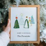 Watercolor Christmas Trees Personalised Wall Art<br><div class="desc">Add a personalised cheer to your walls this holiday season with this beautiful watercolor art print featuring Christmas trees paired with your greeting and family name(s).</div>