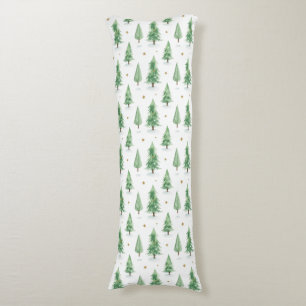 Watercolor Christmas Trees Seamless Pattern Body Cushion