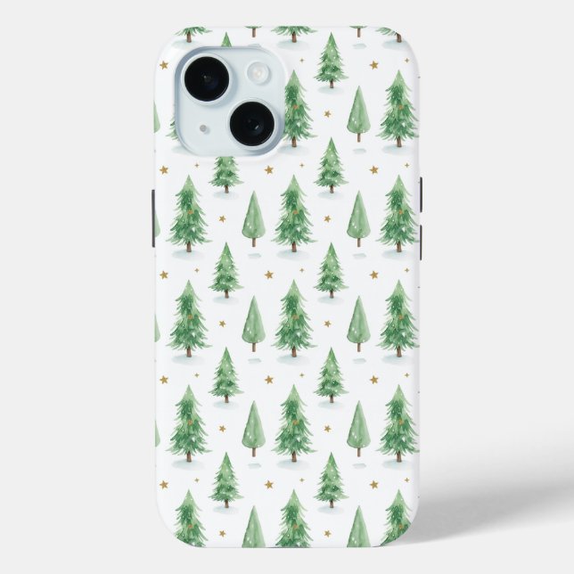 Watercolor Christmas Trees Seamless Pattern Case-Mate iPhone Case (Back)
