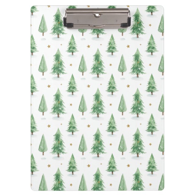 Watercolor Christmas Trees Seamless Pattern Clipboard (Front)