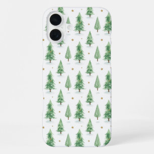 Watercolor Christmas Trees Seamless Pattern iPhone 16 Plus Case