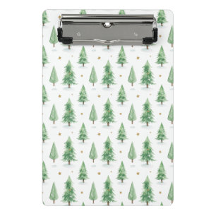 Watercolor Christmas Trees Seamless Pattern Mini Clipboard