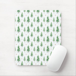 Watercolor Christmas Trees Seamless Pattern Mouse Pad