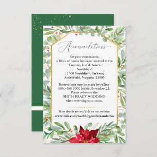 Watercolor Christmas Wedding Accommodations  Enclosure Card