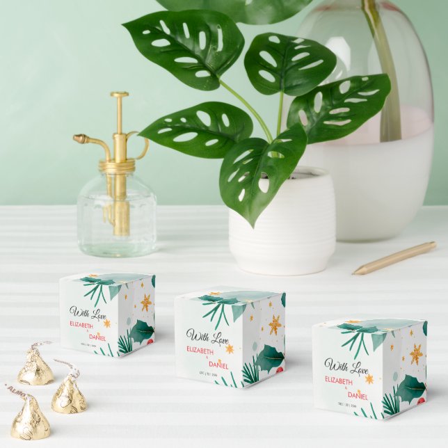 Watercolor Christmas Wedding Holly Favour Boxes  (Multiple)