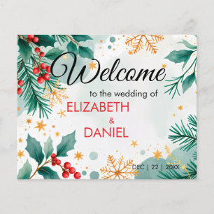Watercolor Christmas Wedding Menu Elegant Holiday