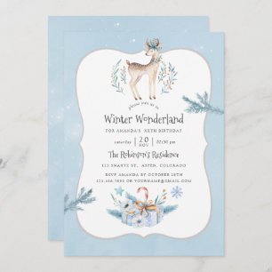 Watercolor Christmas Winter Holiday Birthday Invitation