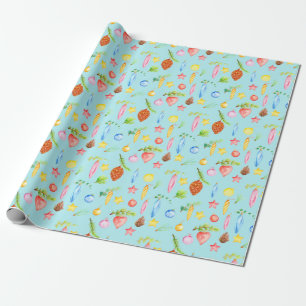 Watercolor Christmas Wrapping Paper Turquoise