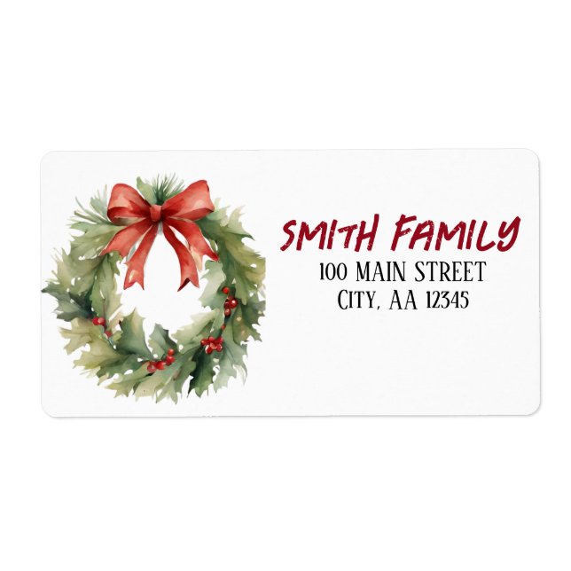 Watercolor Christmas Wreath  (Front)