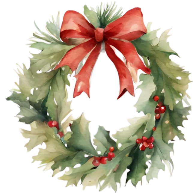 Watercolor Christmas Wreath  Ceramic Ornament (Creator Uploaded)