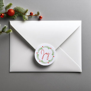 Watercolor Christmas Wreath Classic Round Sticker