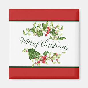 Watercolor Christmas wreath custom Holiday Magnet