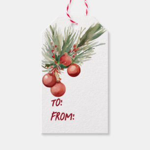 Watercolor Christmas Wreath Gift Tags