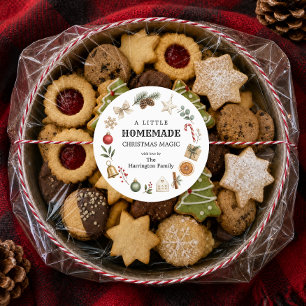 Watercolor Christmas Wreath Homemade Family Baking Classic Round Sticker