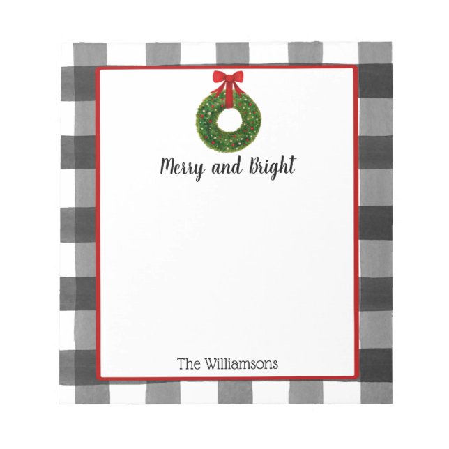 Watercolor Christmas Wreath Notepad (Front)