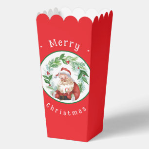 Watercolor Christmas Wreath Santa North Pole Tall Favour Box