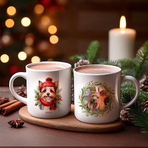 Watercolor Christmas Yorkie Dog  Coffee Mug