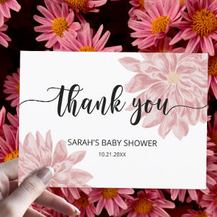 Watercolor Chrysanthemum  baby shower Thank You  Card