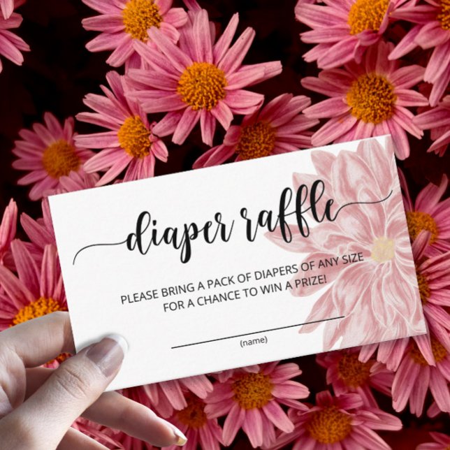 Watercolor Chrysanthemum diaper raffle ticket Enclosure Card (Creator Uploaded)