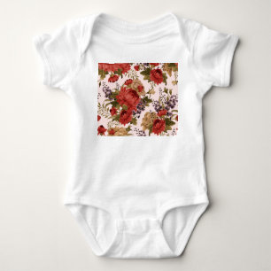 Watercolor Chrysanthemum Roses: Floral Seamless Baby Bodysuit
