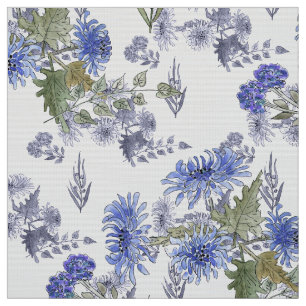 Watercolor chrysanthemums flowers floral blooming fabric