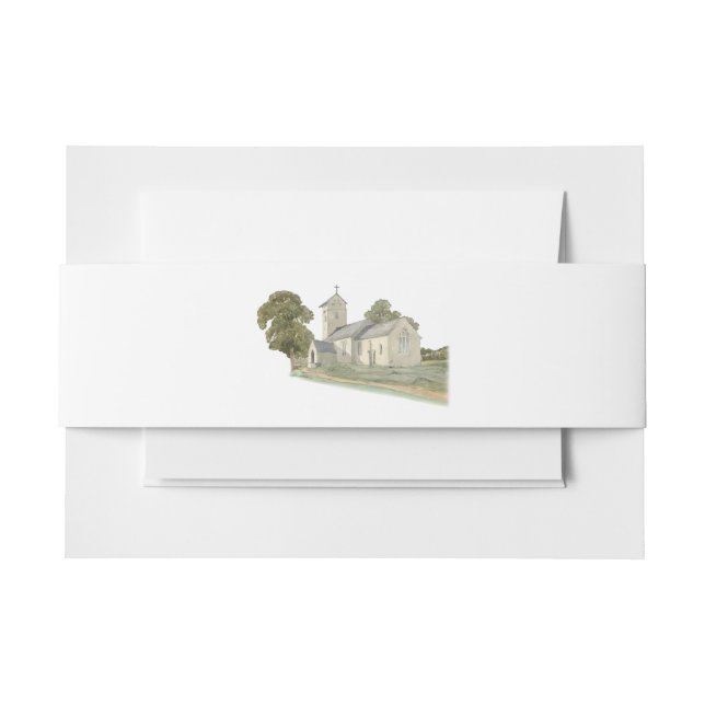 Watercolor Church Traditional Christian Wedding Invitation Belly Band (Front Example)