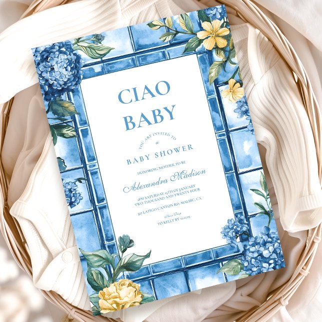 Watercolor Ciao, Baby Italian Baby Shower Invitation (Creator Uploaded)