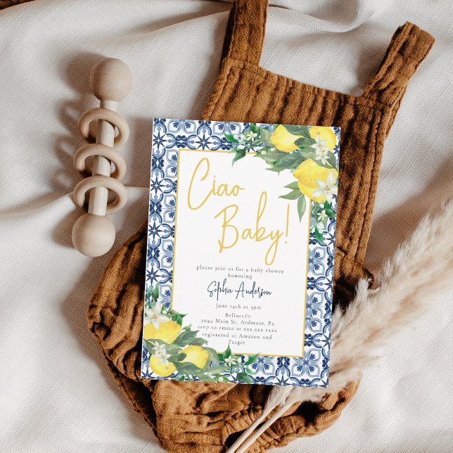 Watercolor Ciao, Baby! Italian Lemon Baby Shower Invitation (Creator Uploaded)
